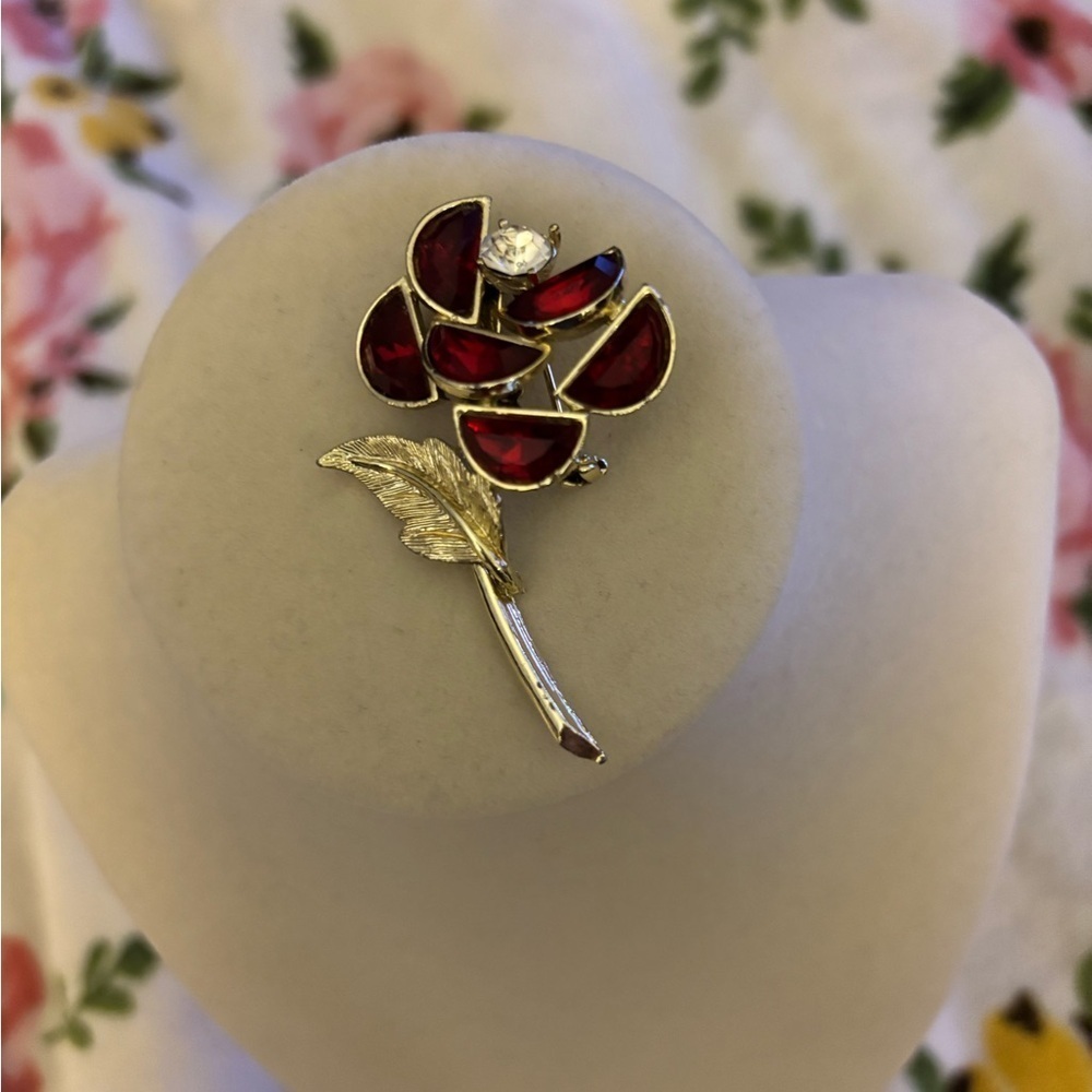 Rose gold/diamond costume jewelry brooche - Picture 2 of 4